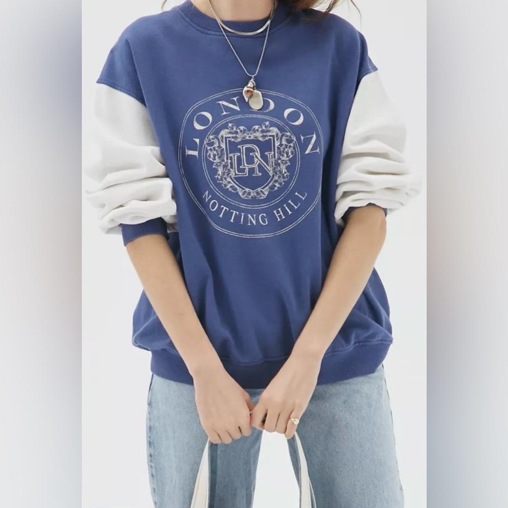 Urban Outfitters Women’s SP Cotton London Color-block Crew Neck Sweatshirt